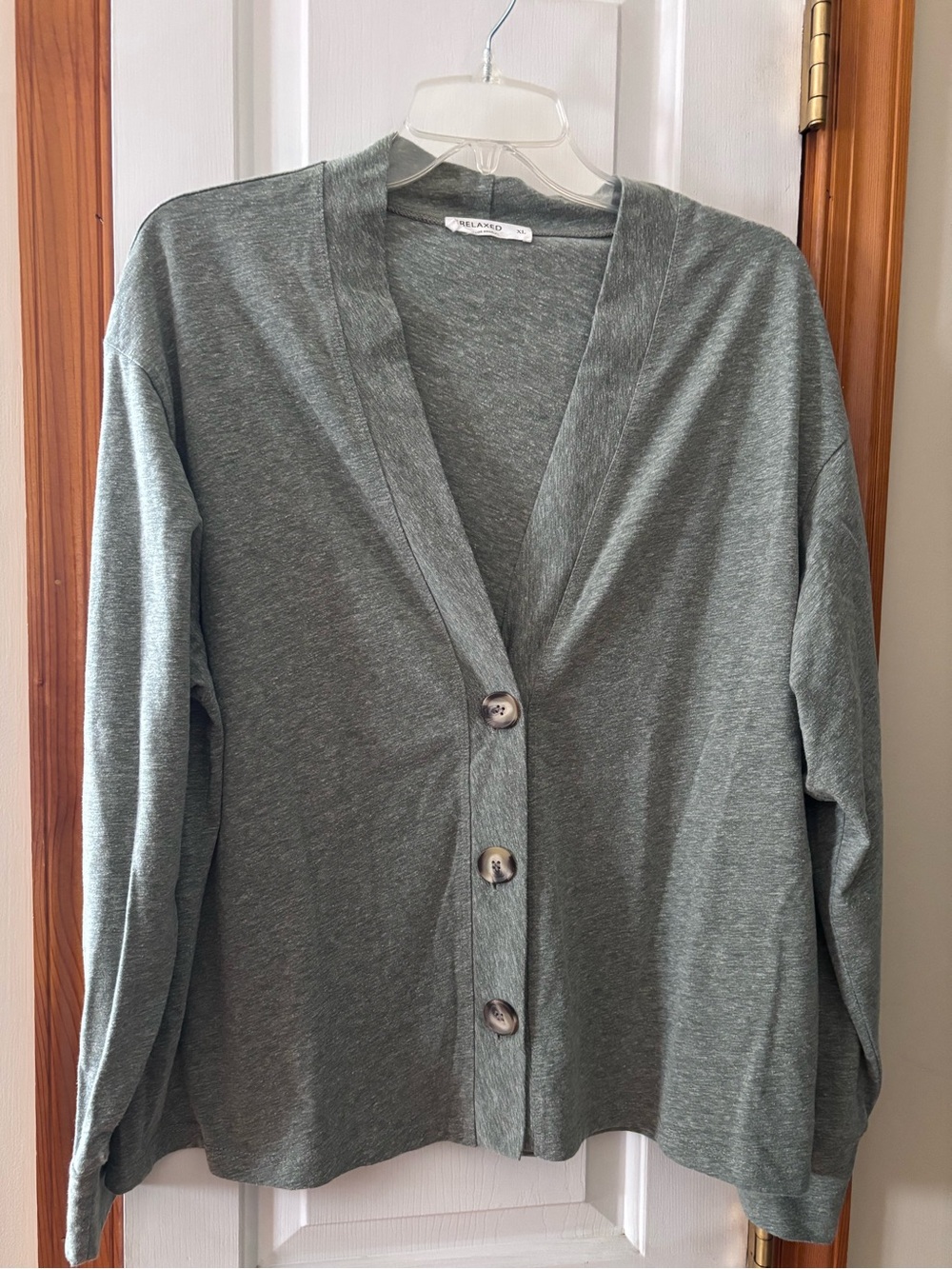 LA Relaxed Size XL Green Lightweight Button-Down Sweater Cardigan